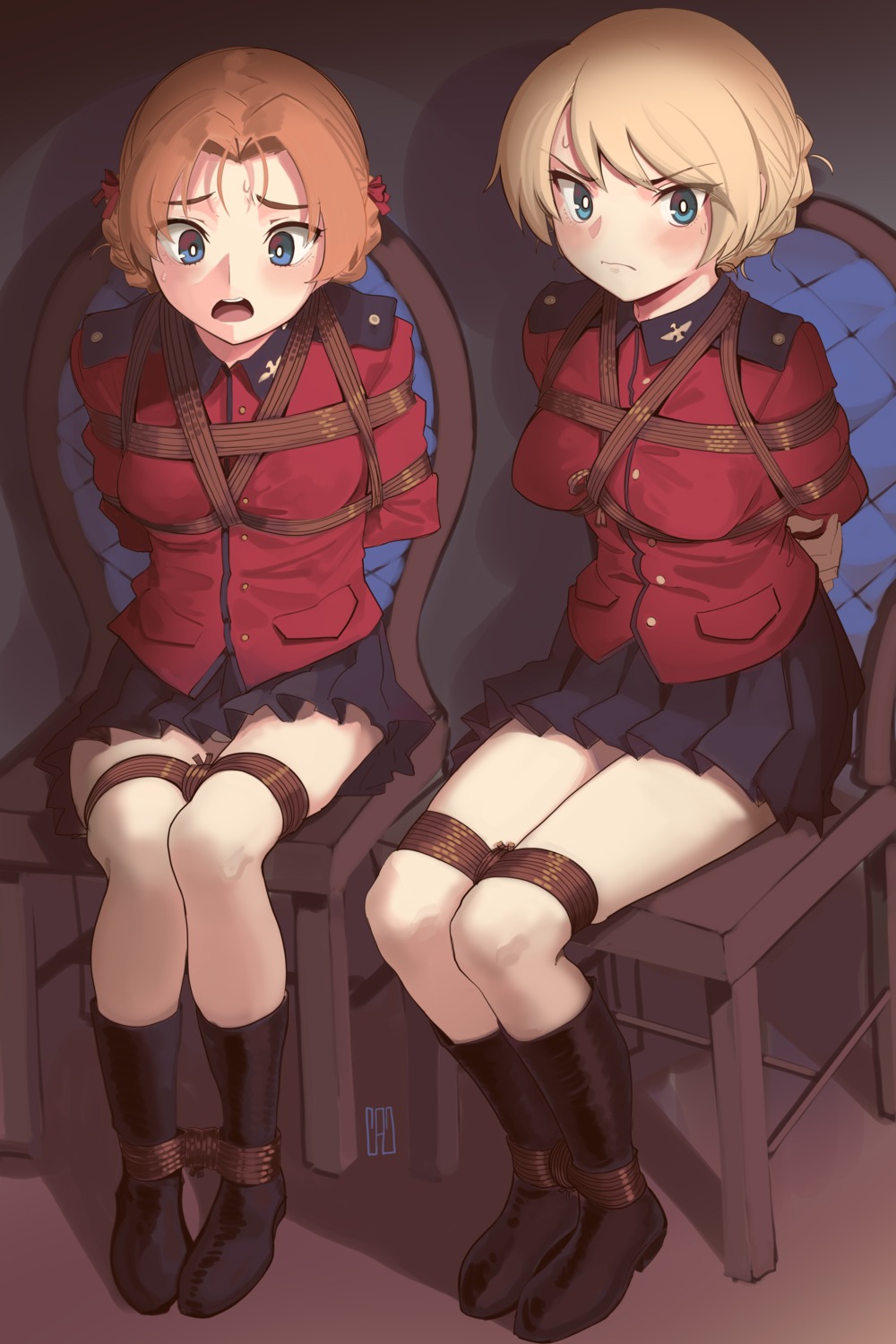 bondage darjeeling girls_und_panzer kaddo orange_pekoe pantsu uniform