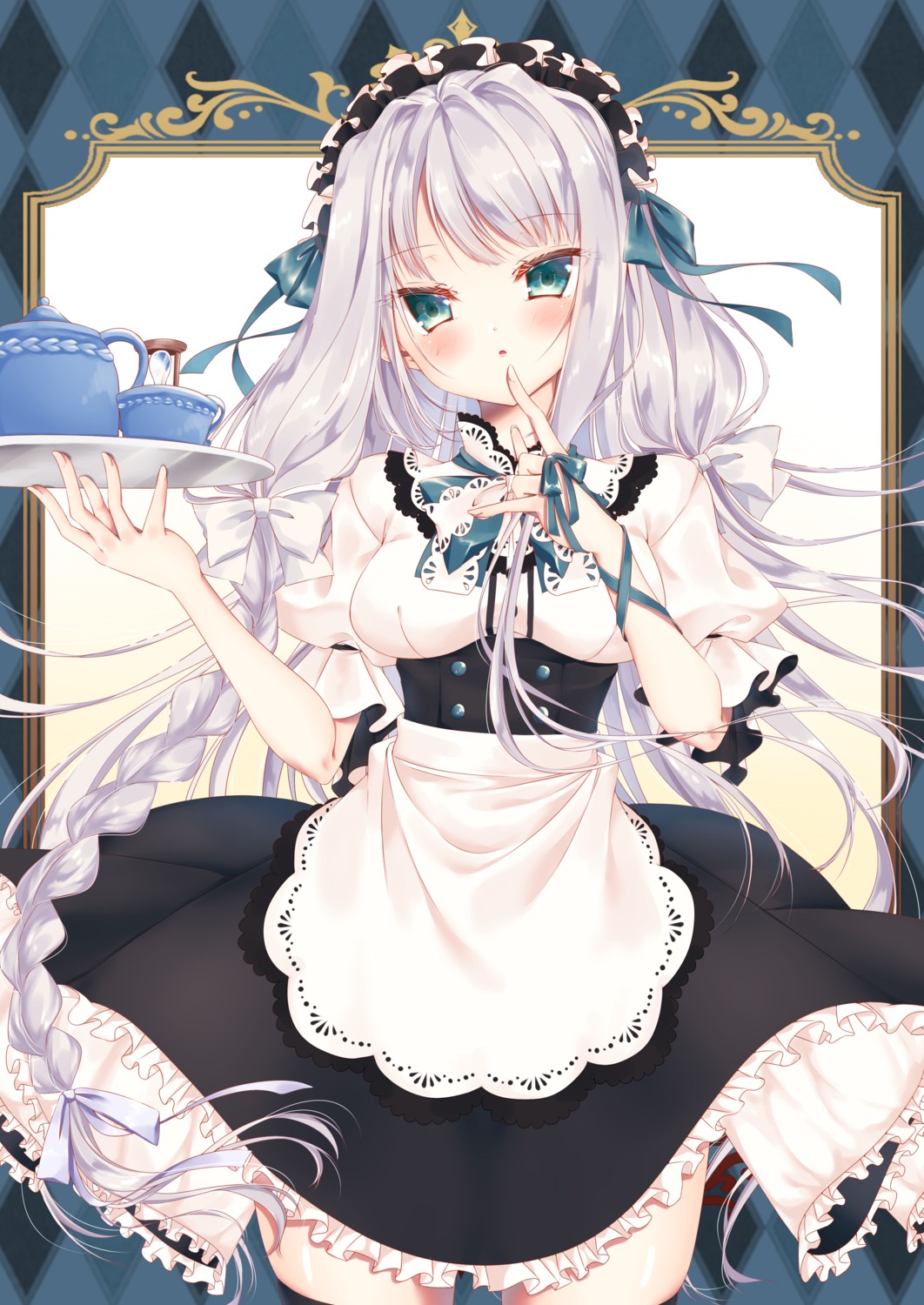 maid skirt_lift thighhighs tokitou_setsuna waitress