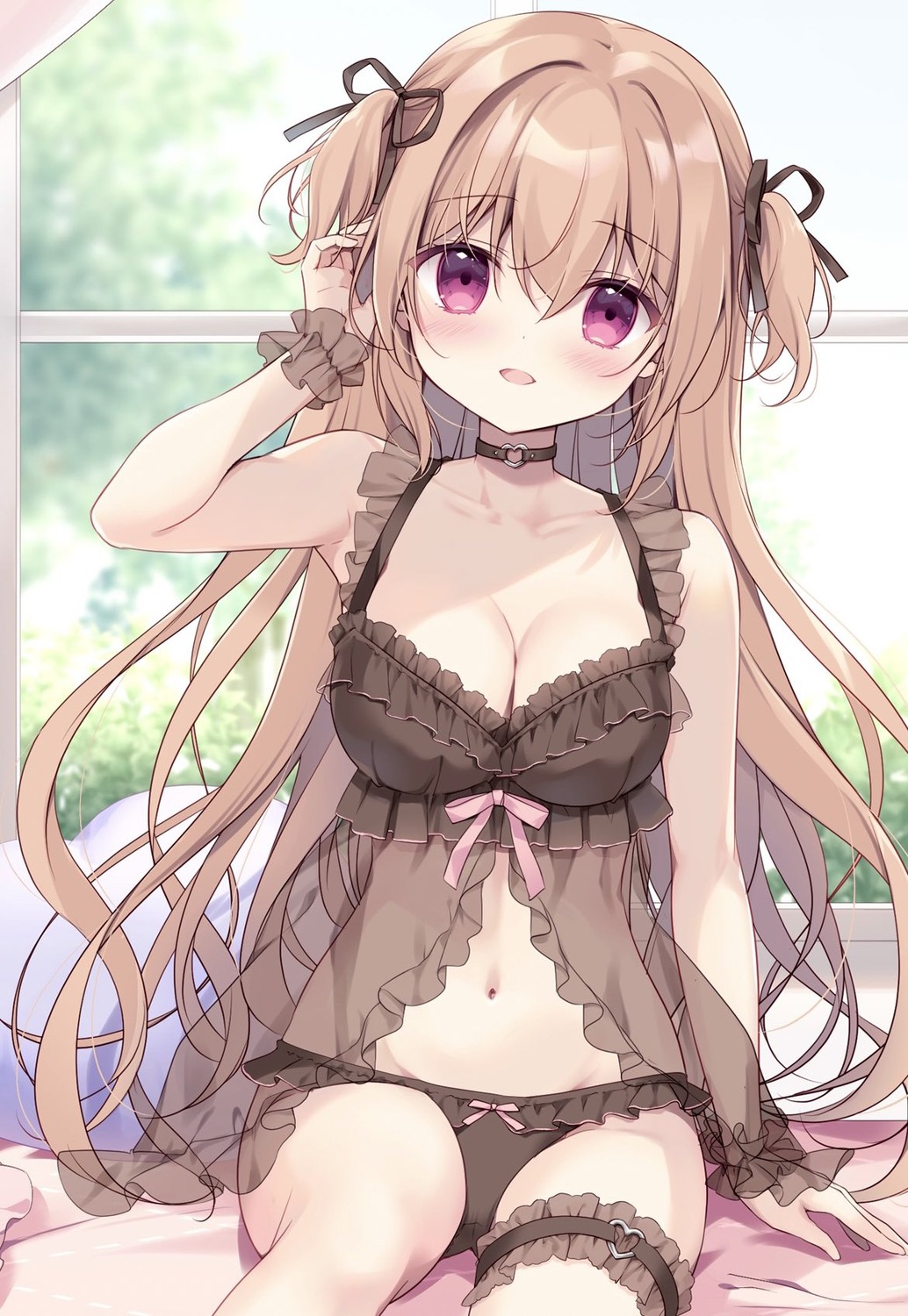 garter lingerie miyasaka_miyu pantsu rina_(canvas+garden) see_through