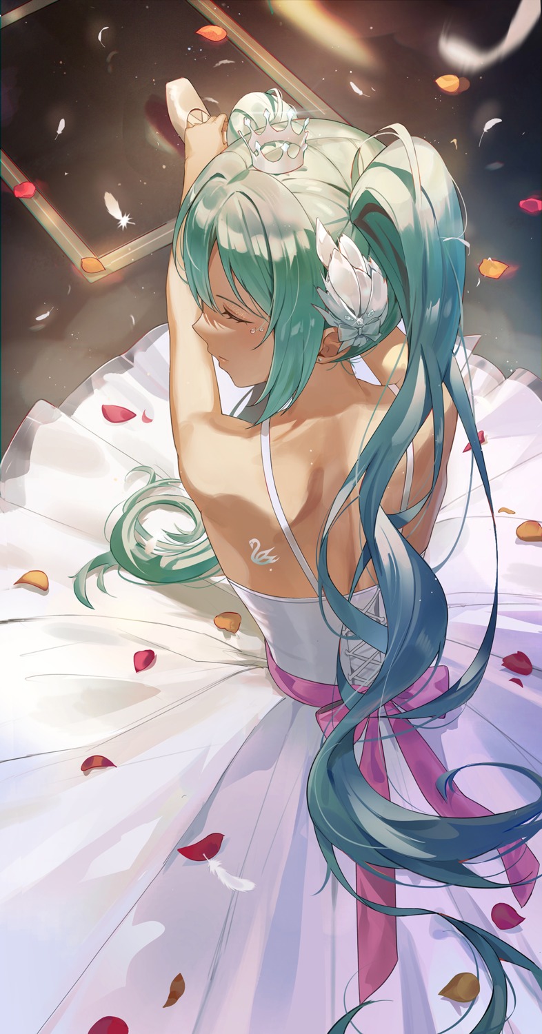 dress hatsune_miku mrr_05 no_bra tattoo vocaloid