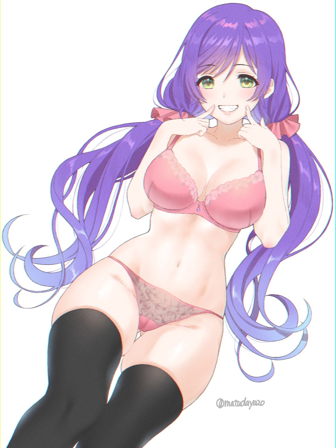 bra cameltoe cleavage love_live! matsuda_oruta pantsu thighhighs toujou_nozomi