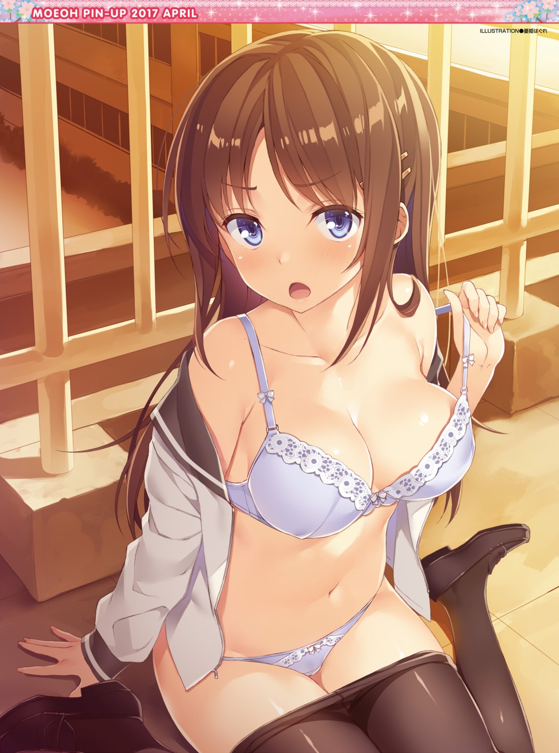 bra cameltoe cleavage open_shirt pantsu pantyhose seifuku undressing yuuki_hagure