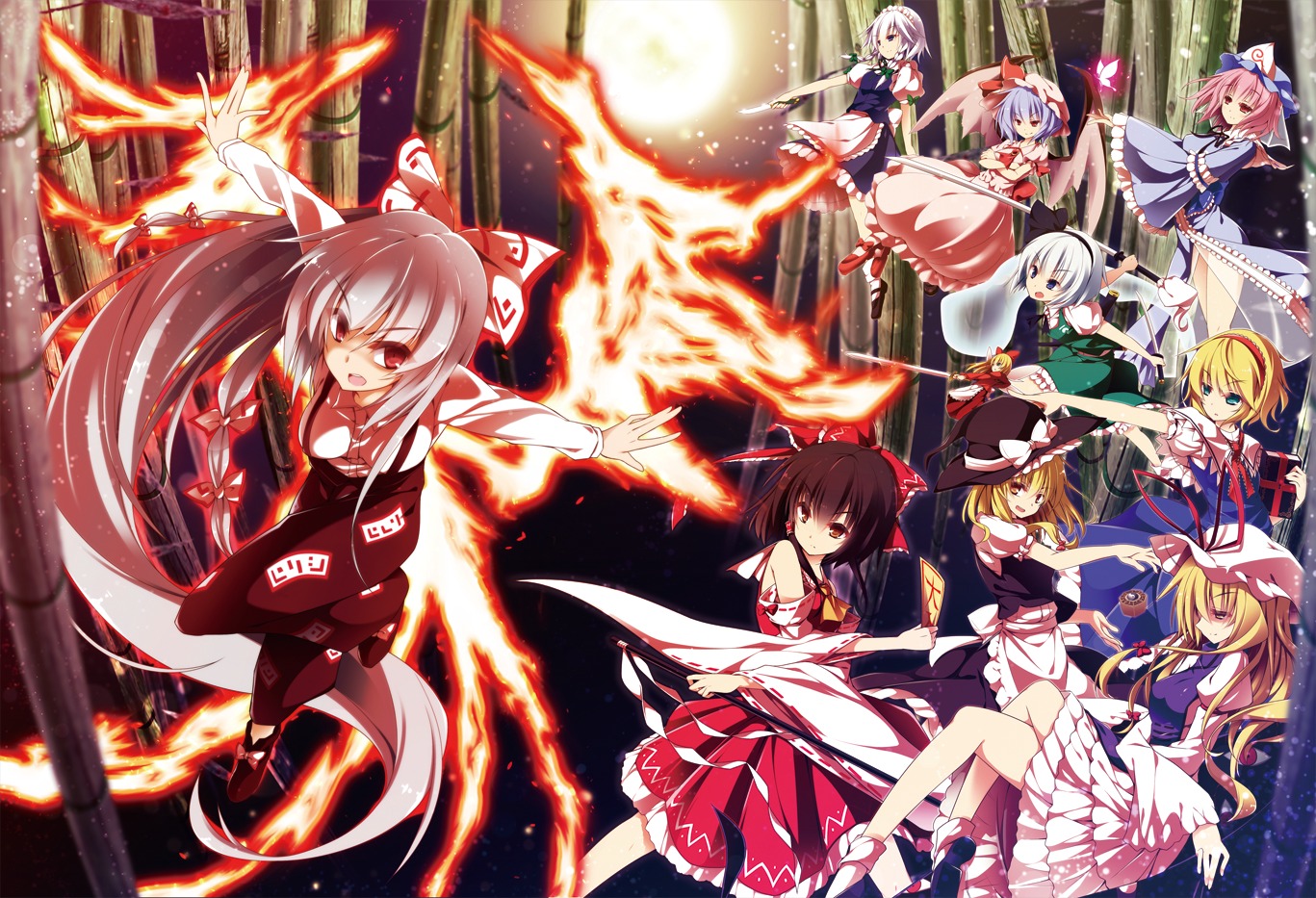 alice_margatroid fujiwara_no_mokou hakurei_reimu izayoi_sakuya kirisame_marisa konpaku_youmu remilia_scarlet saigyouji_yuyuko sakurame touhou yakumo_yukari