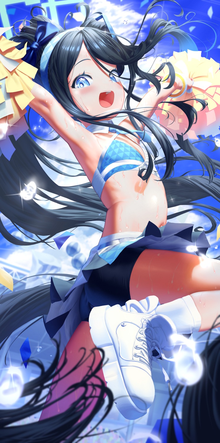 ass blue_archive cheerleader halo loli no_bra skirt_lift surps tendou_arisu