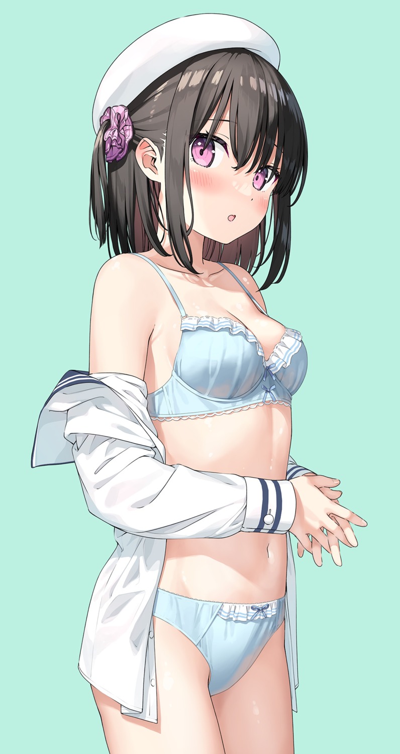 bra kantoku open_shirt pantsu seifuku shizuku_(kantoku)