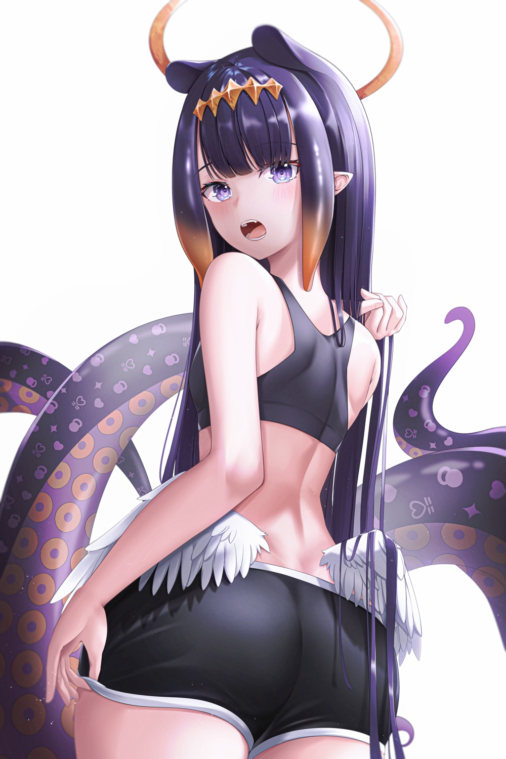 angel animal_ears ass hololive hololive_english ninomae_ina'nis pointy_ears riri_yo tentacles wings