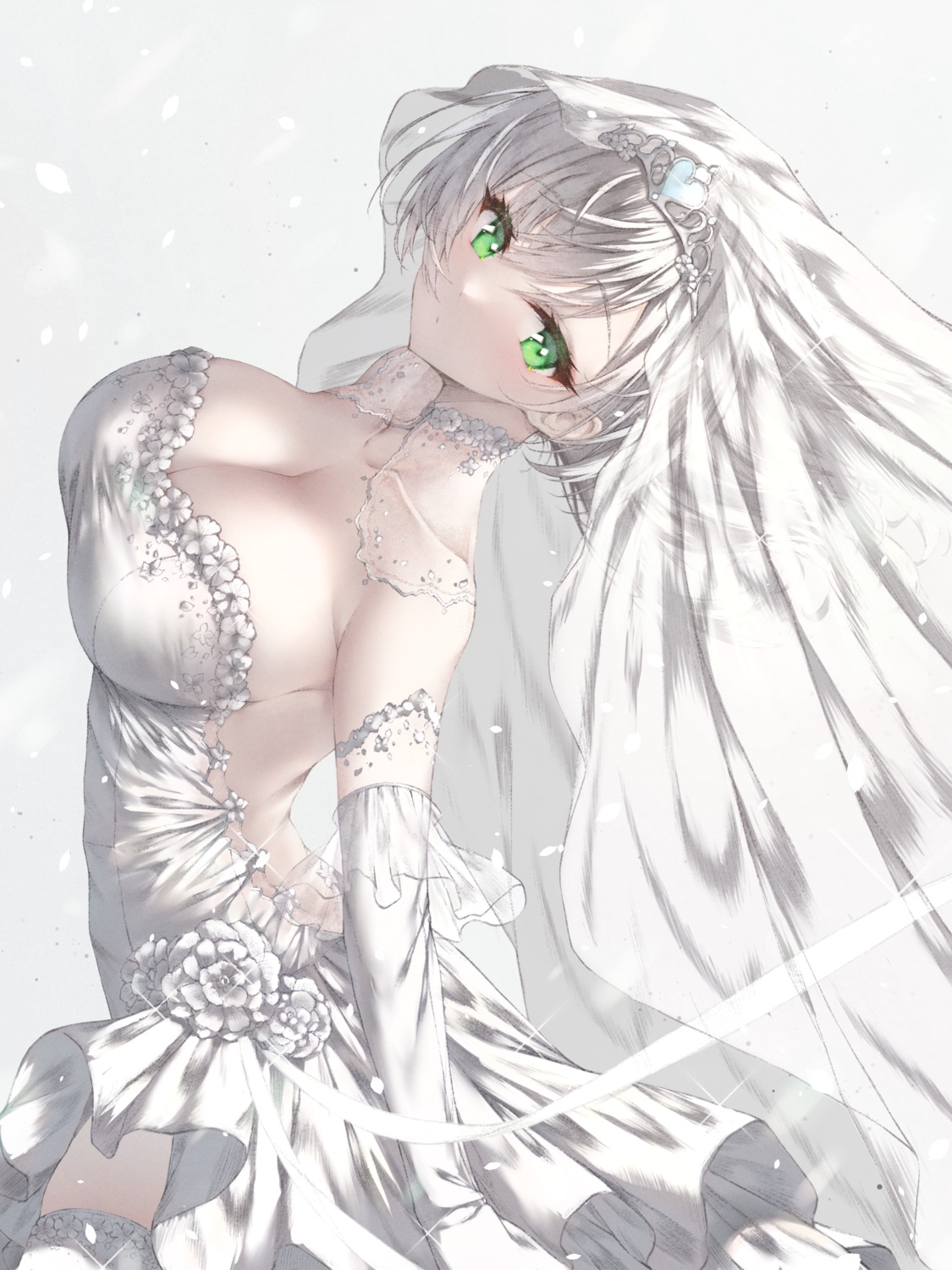 dress hololive ijac_ray no_bra shirogane_noel thighhighs wedding_dress