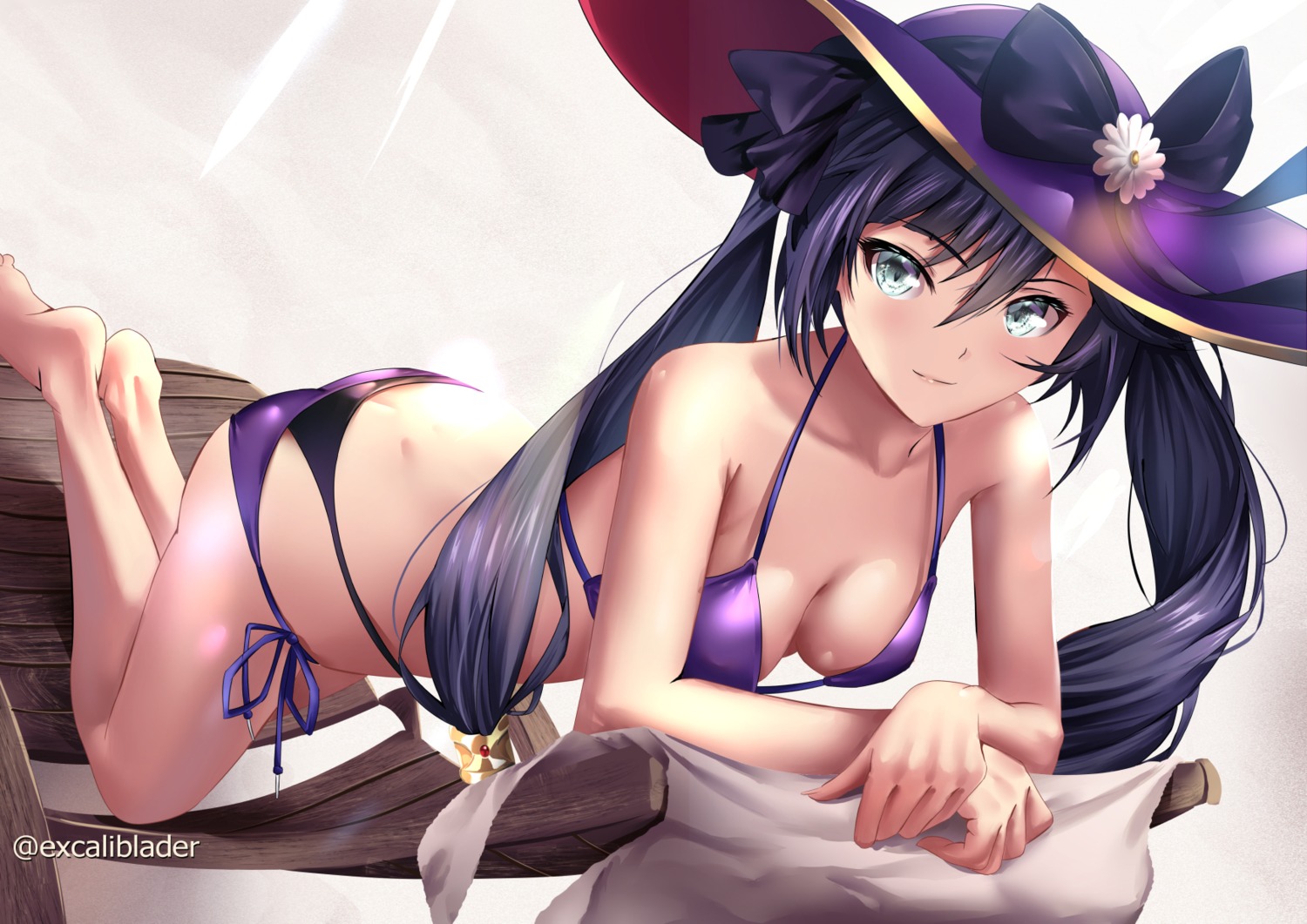 bikini excaliblader genshin_impact mona_megistus swimsuits