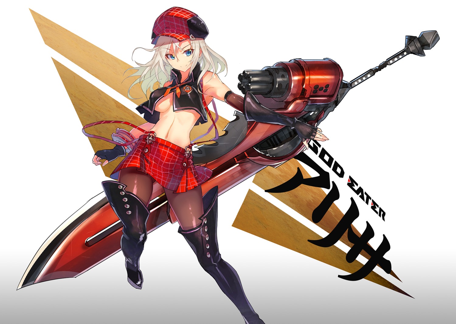 arisa_iriinchina_amieera god_eater no_bra pantyhose underboob weapon yui_(niikyouzou)