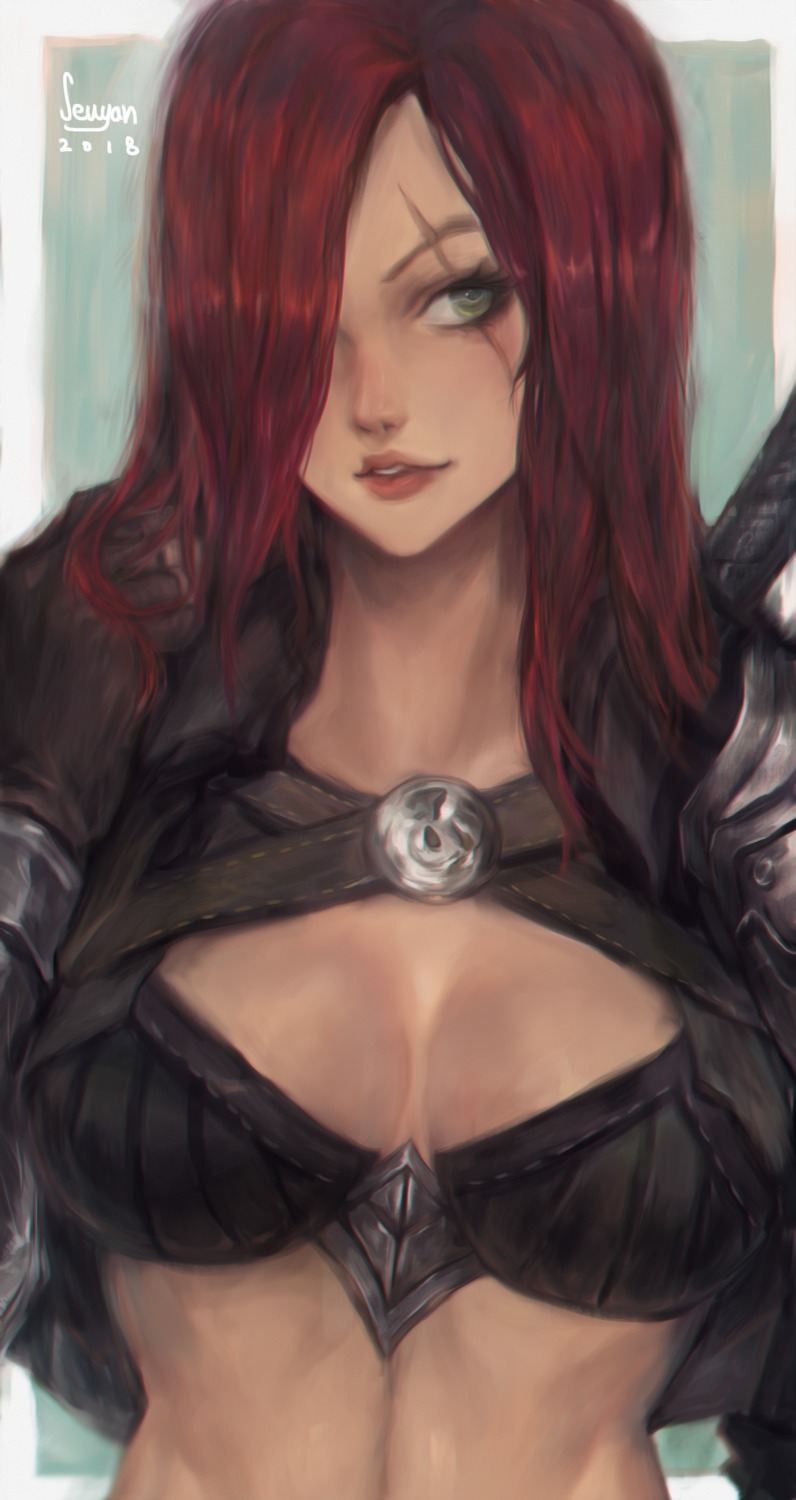 armor bikini_top cleavage katarina_du_couteau league_of_legends seuyan swimsuits