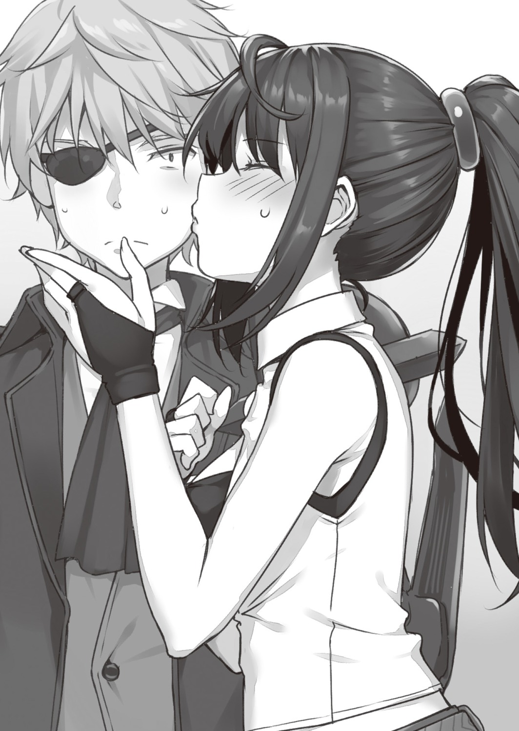 arifureta_shokugyou_de_sekai_saikyou eyepatch monochrome nagumo_hajime takayaki yaegashi_shizuku