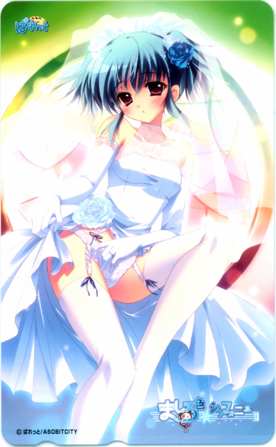 card dress garter_belt izumi_tsubasu mashiroiro_symphony overfiltered palette pantsu stockings thighhighs uryuu_sakuno wedding_dress