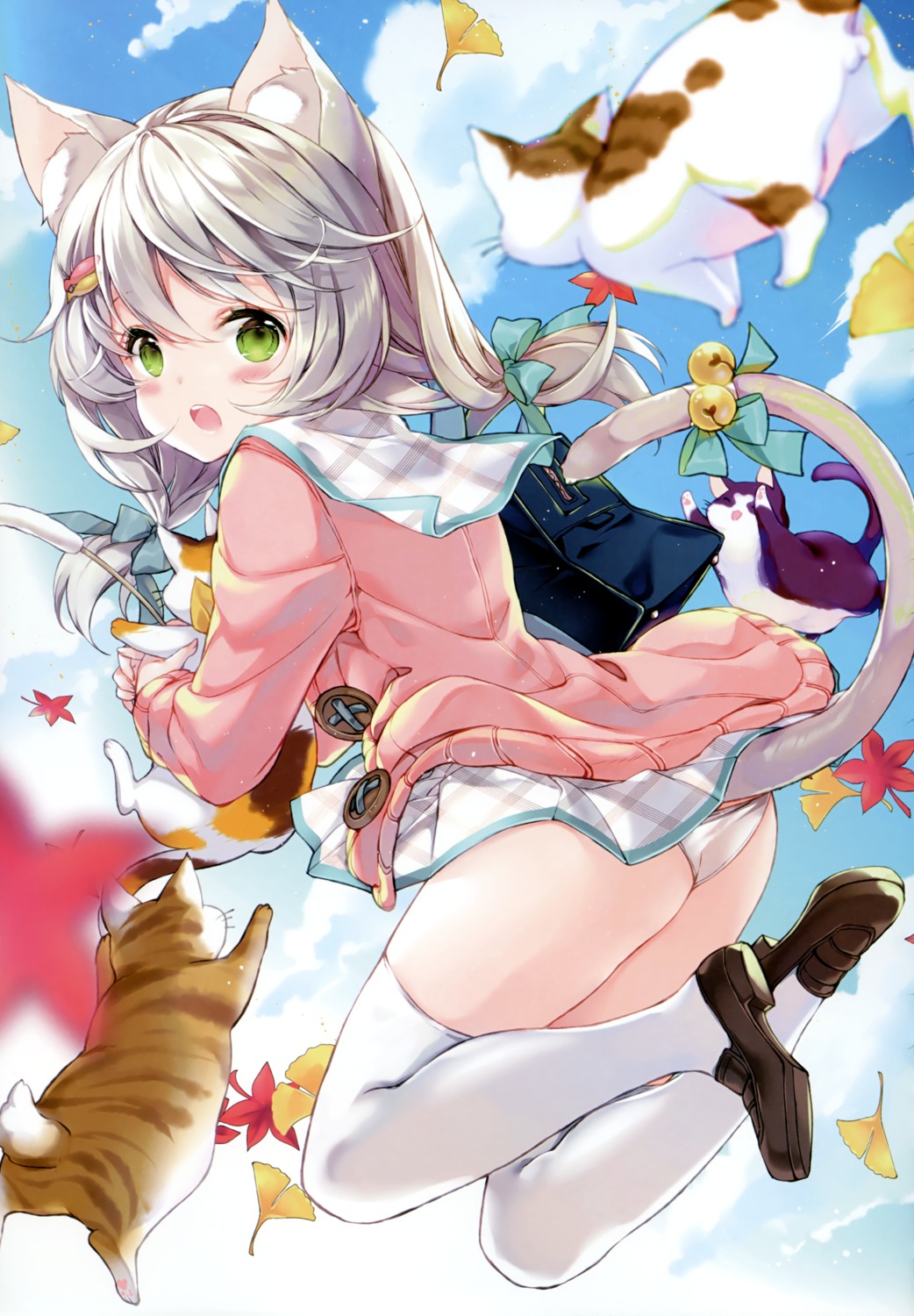 animal_ears ass juna loli neko nekomimi pantsu seifuku sweater tail thighhighs