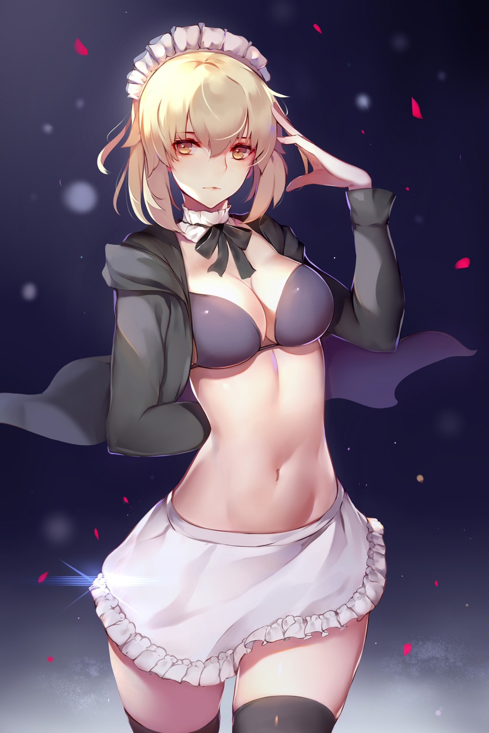 ban_bu_bu_duou bikini_top cleavage fate/grand_order maid open_shirt saber saber_alter swimsuits thighhighs