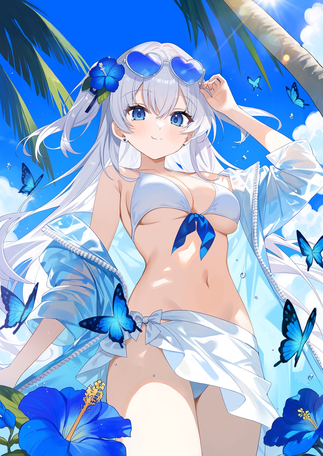 bikini detexted hatsuno_xxx megane open_shirt photoshop see_through skirt_lift swimsuits