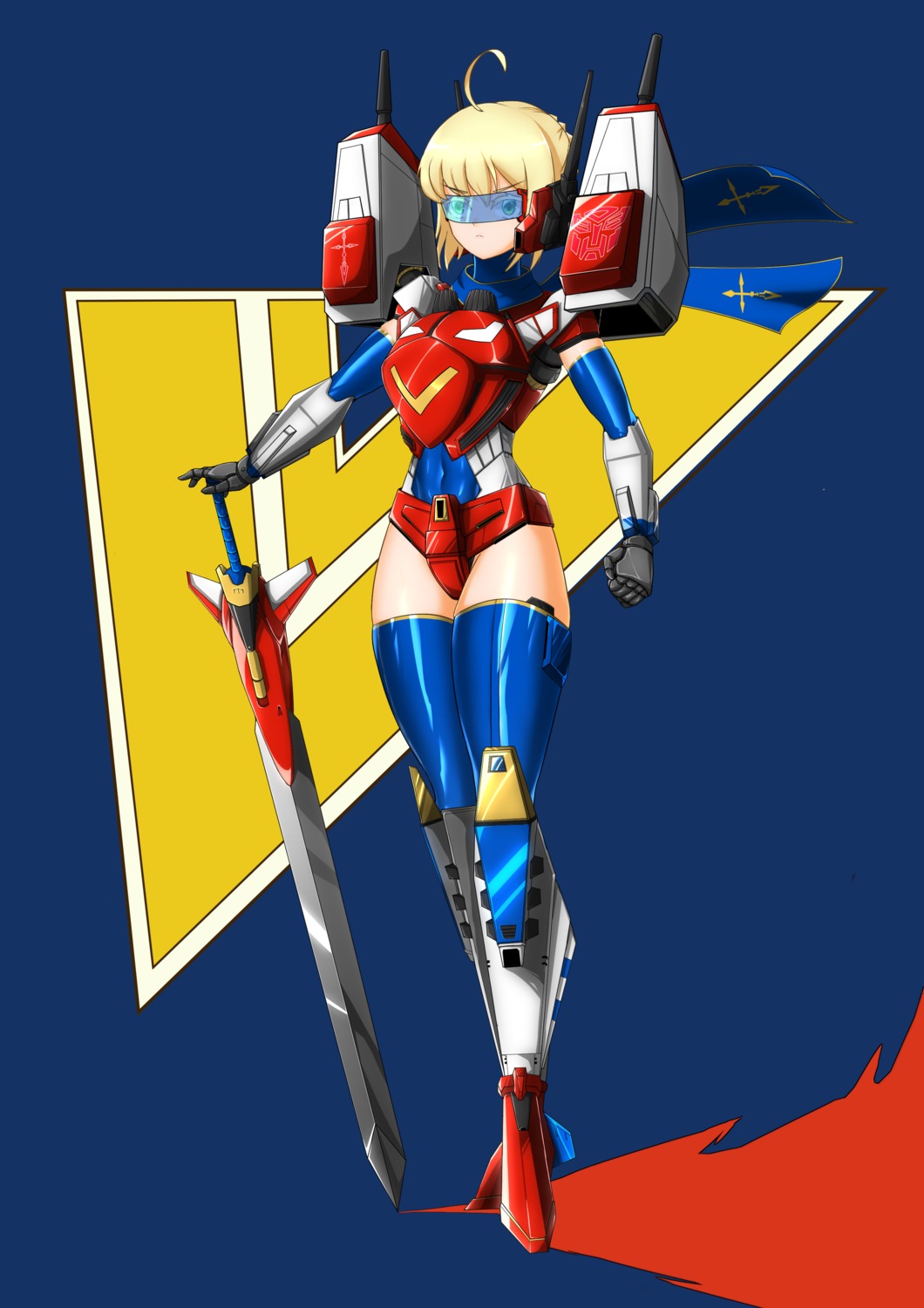 ark_line armor cosplay fate/stay_night leotard mecha_musume saber star_saber_(transformers) sword thighhighs transformers transformers_masterforce transformers_victory