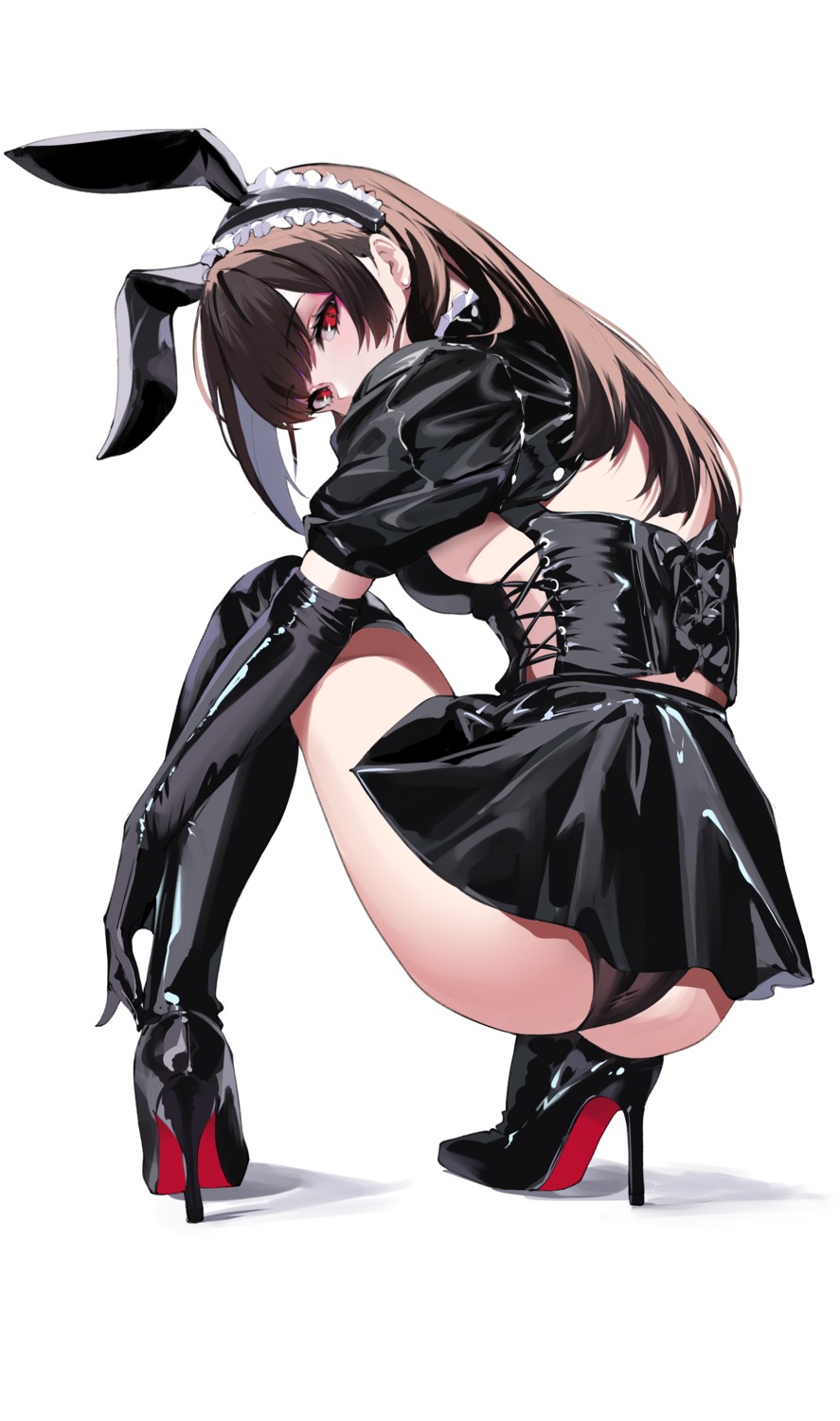 animal_ears ass bunny_ears heels pantsu spider_apple thighhighs thong