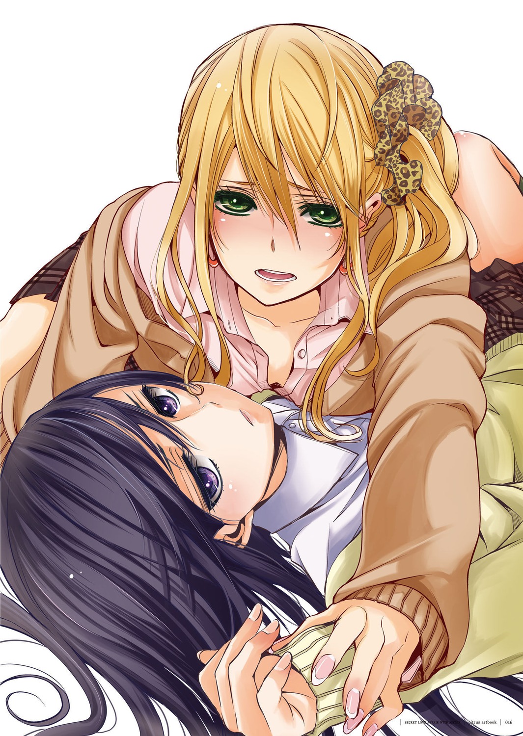 aihara_mei aihara_yuzu_(citrus) citrus_(manga) open_shirt saburouta seifuku sweater yuri