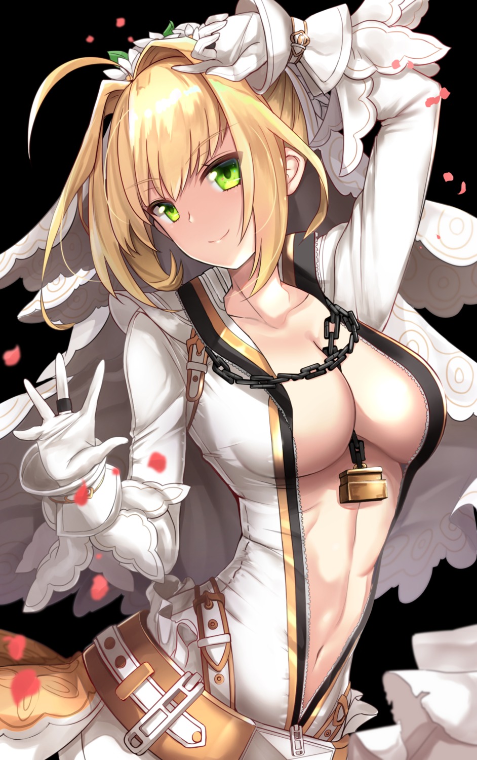 cleavage fate/grand_order no_bra open_shirt saber saber_bride saber_extra untsue