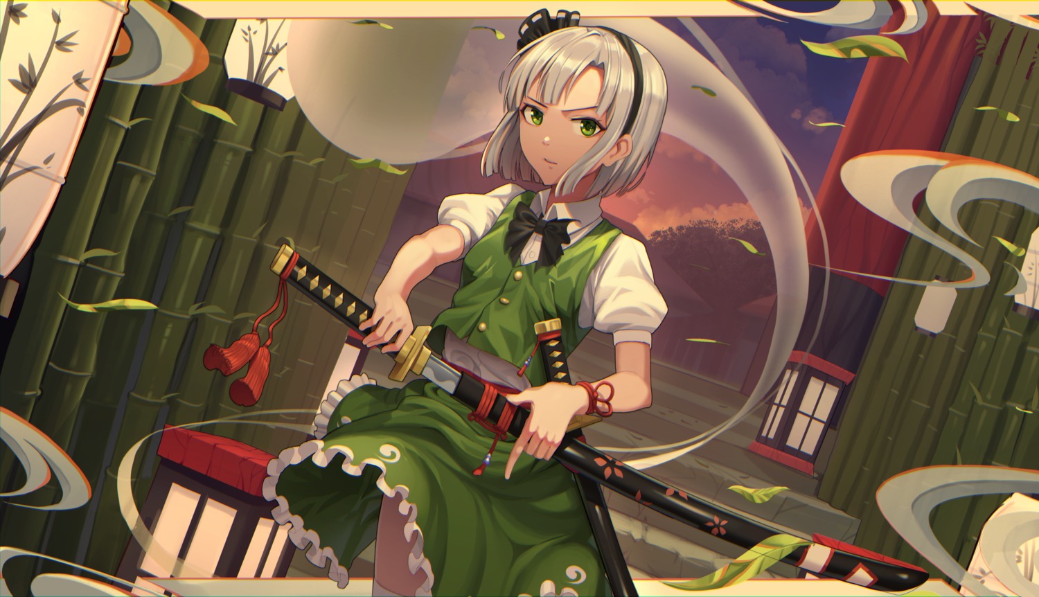 goback konpaku_youmu skirt_lift sword touhou