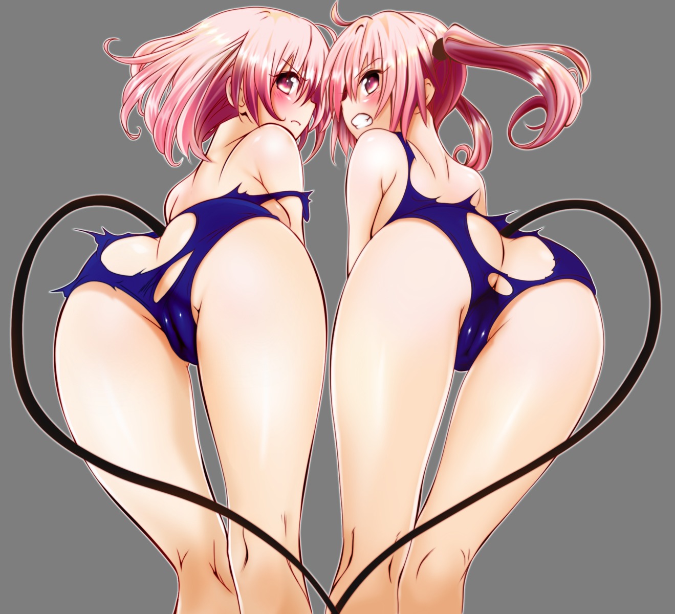 ass cameltoe momo_velia_deviluke nana_asta_deviluke swimsuits tail to_love_ru torn_clothes transparent_png yabuki_kentarou