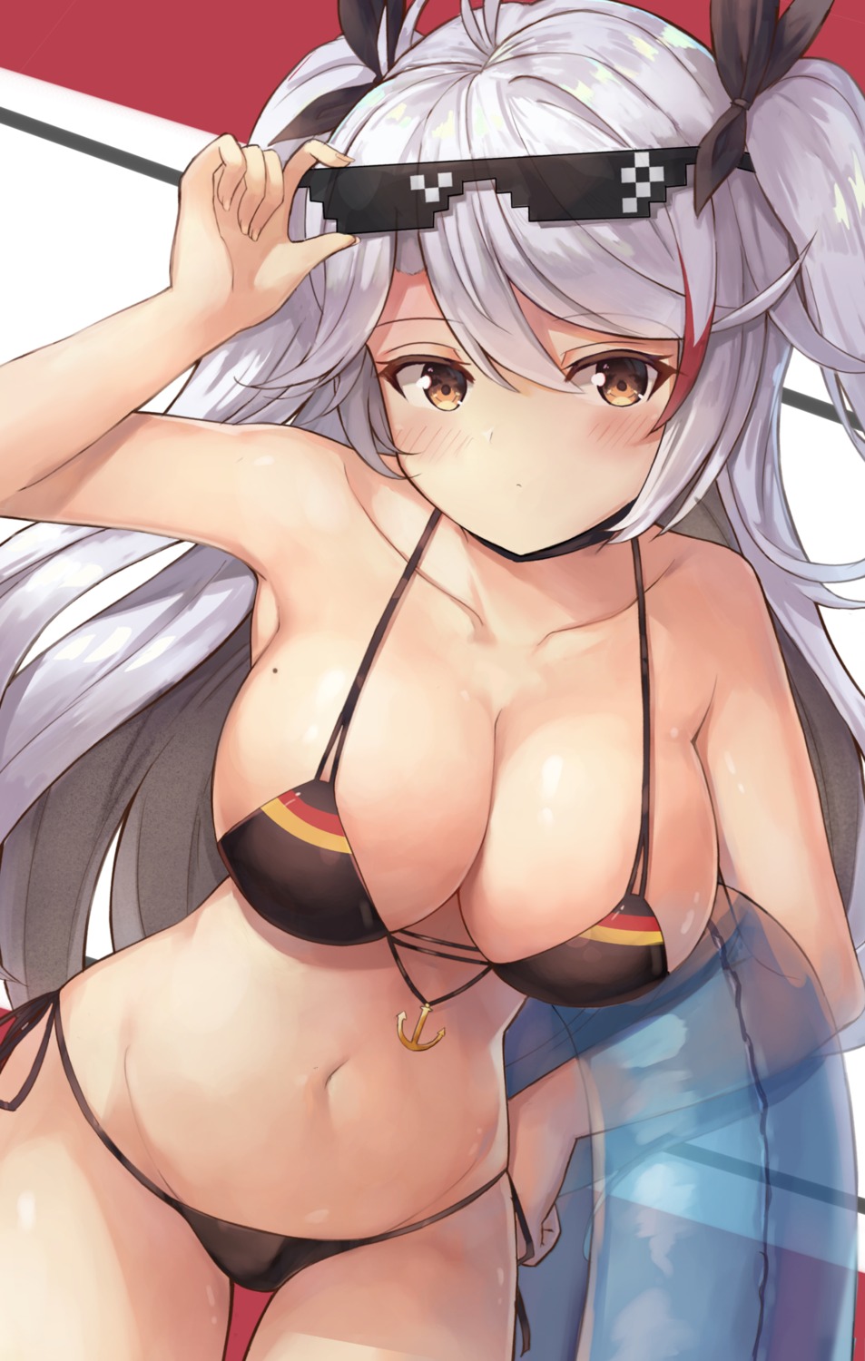 azur_lane bikini cleavage megane motokonut prinz_eugen_(azur_lane) swimsuits