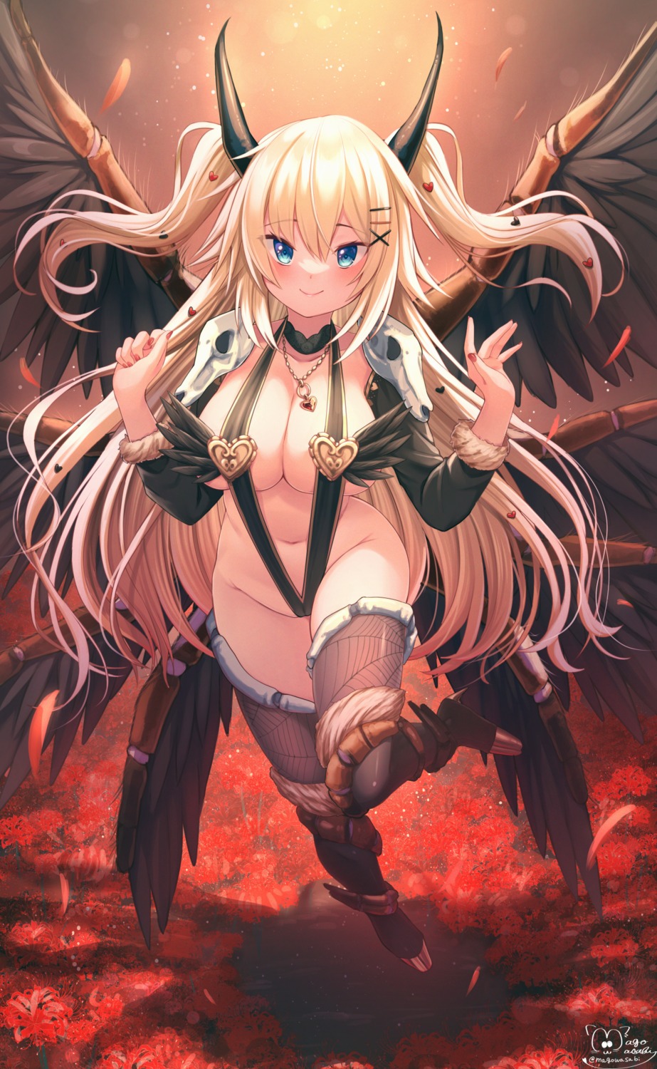 akai_haato cameltoe heels hololive horns magowasabi sling_bikini swimsuits thighhighs wings