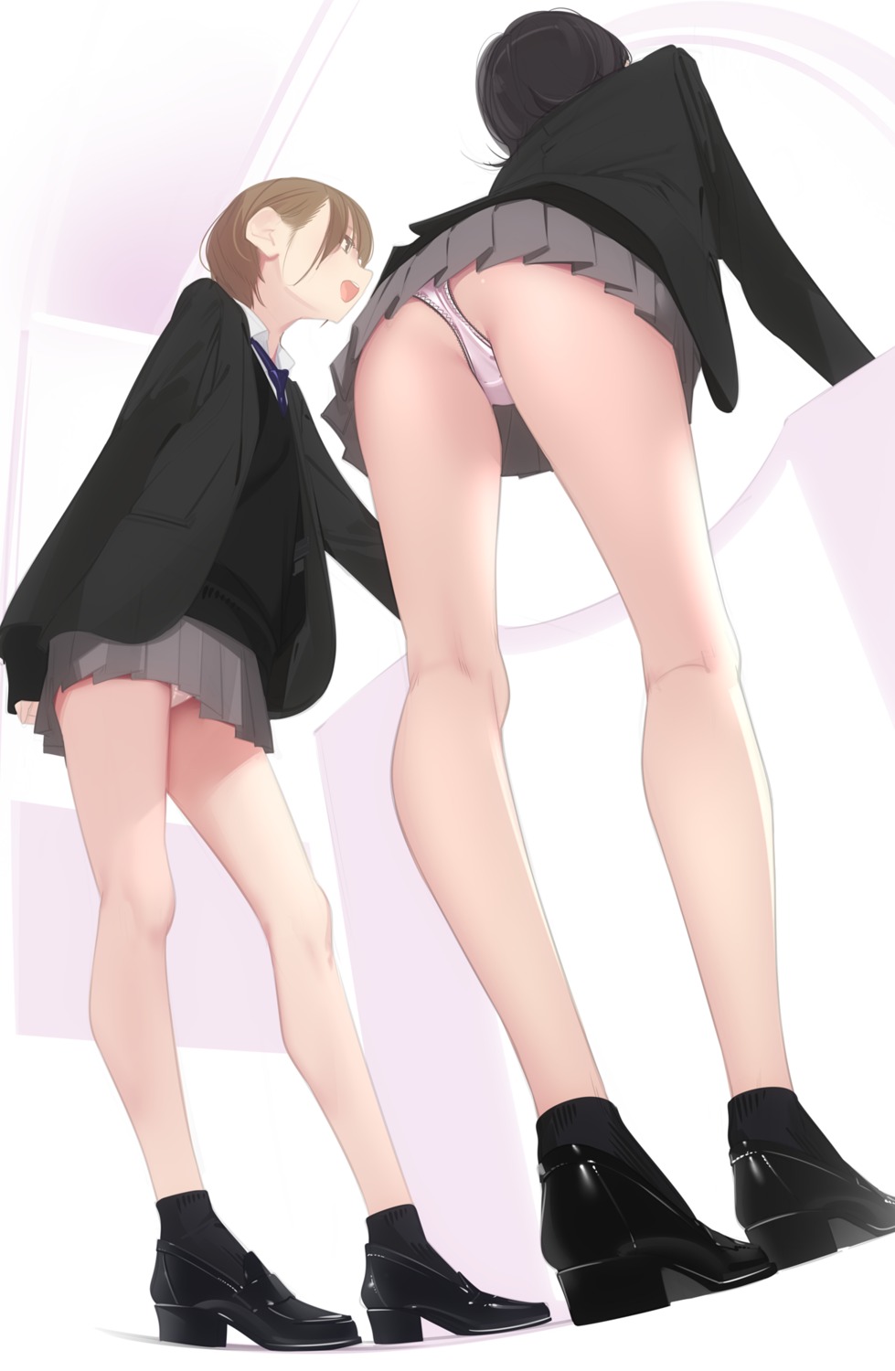 ama_mitsuki ass heels pantsu seifuku skirt_lift sweater thong