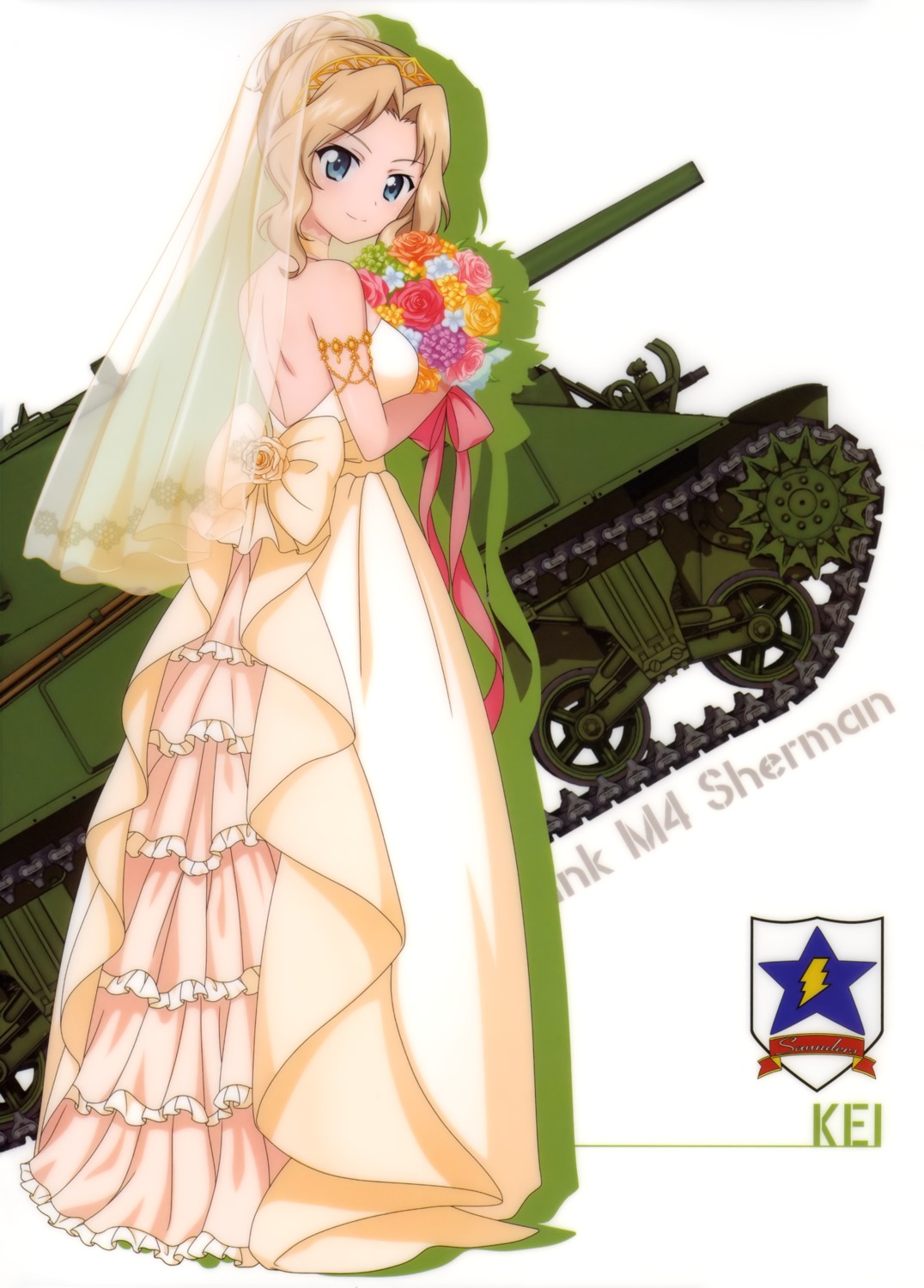 dress girls_und_panzer kay_(girls_und_panzer) wedding_dress