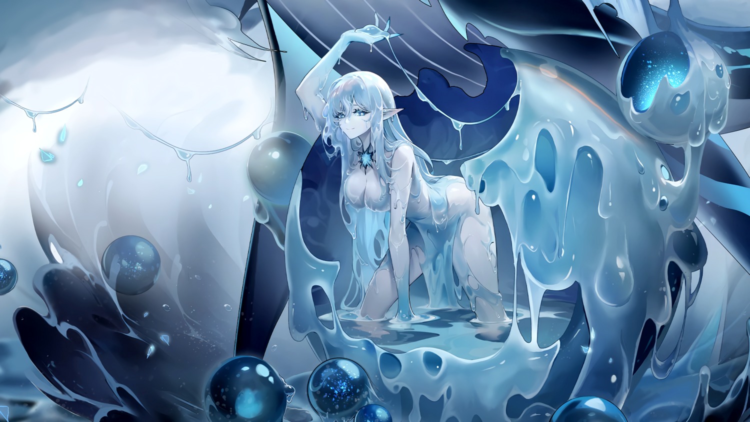 detexted monster_girl naked pointy_ears tagme wallpaper