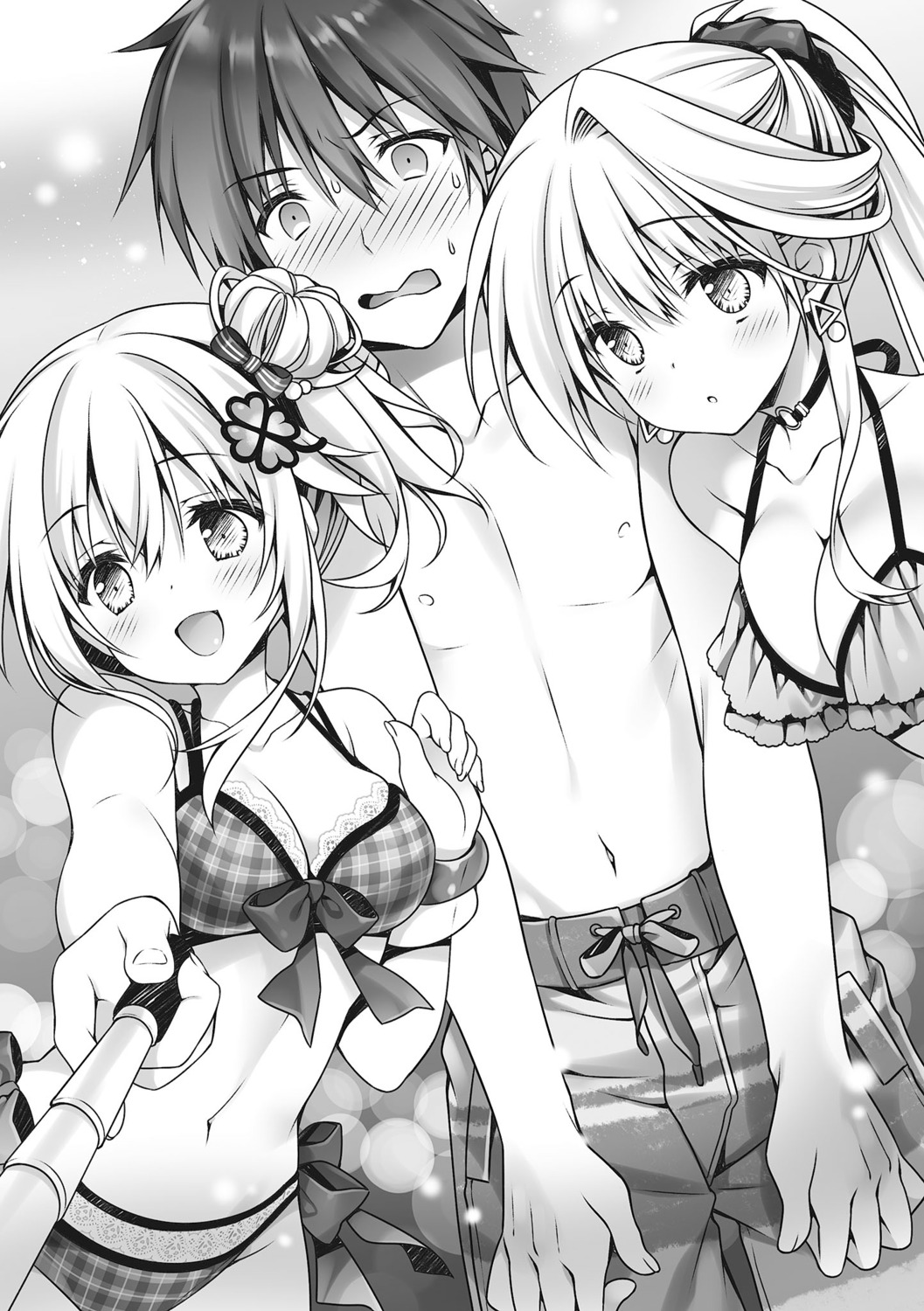 bikini cleavage dousei_kara_hajimaru_otaku_kanojo_no_tsukurikata minami_erena_williams monochrome nishina_kokoro swimsuits tatekawa_mako