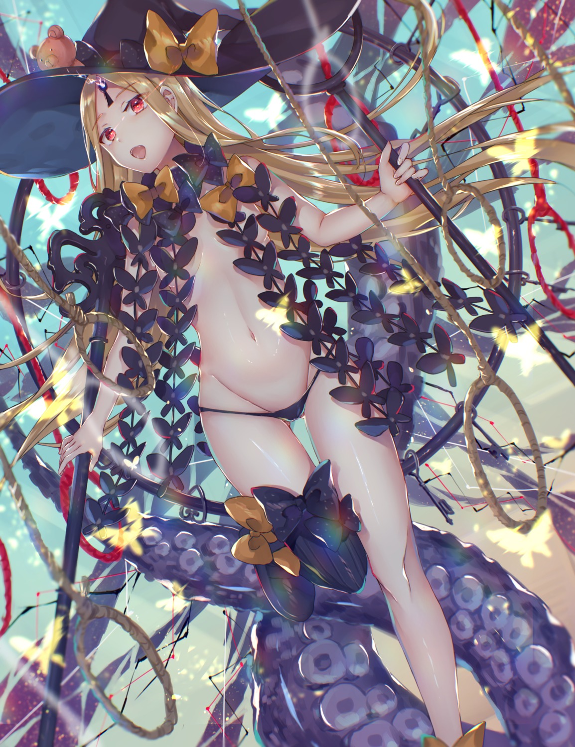 abigail_williams_(fate) cameltoe fate/grand_order hitomin_(ksws7544) loli pantsu tentacles thighhighs topless witch
