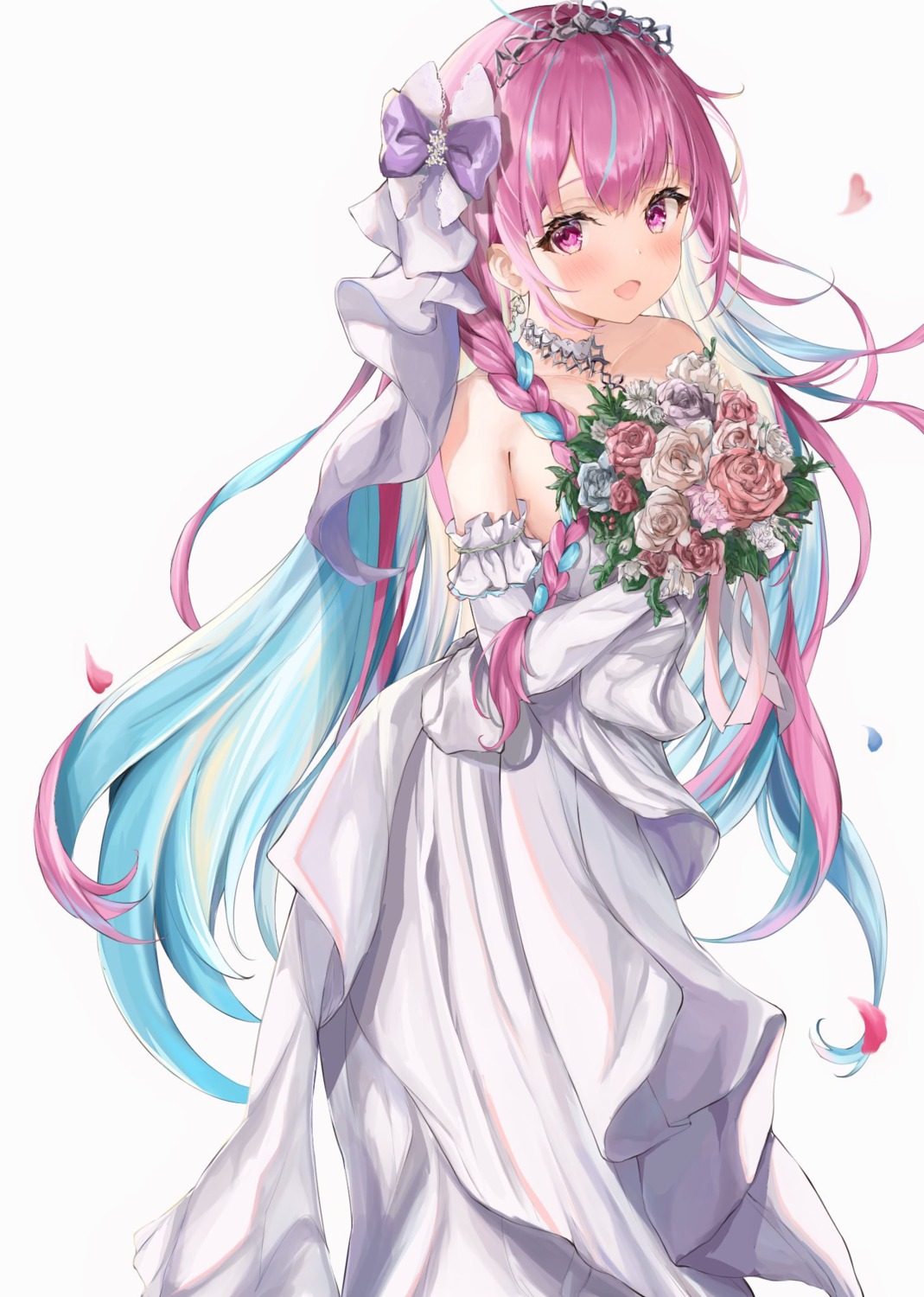 dress hololive mikanagi_yuri minato_aqua wedding_dress