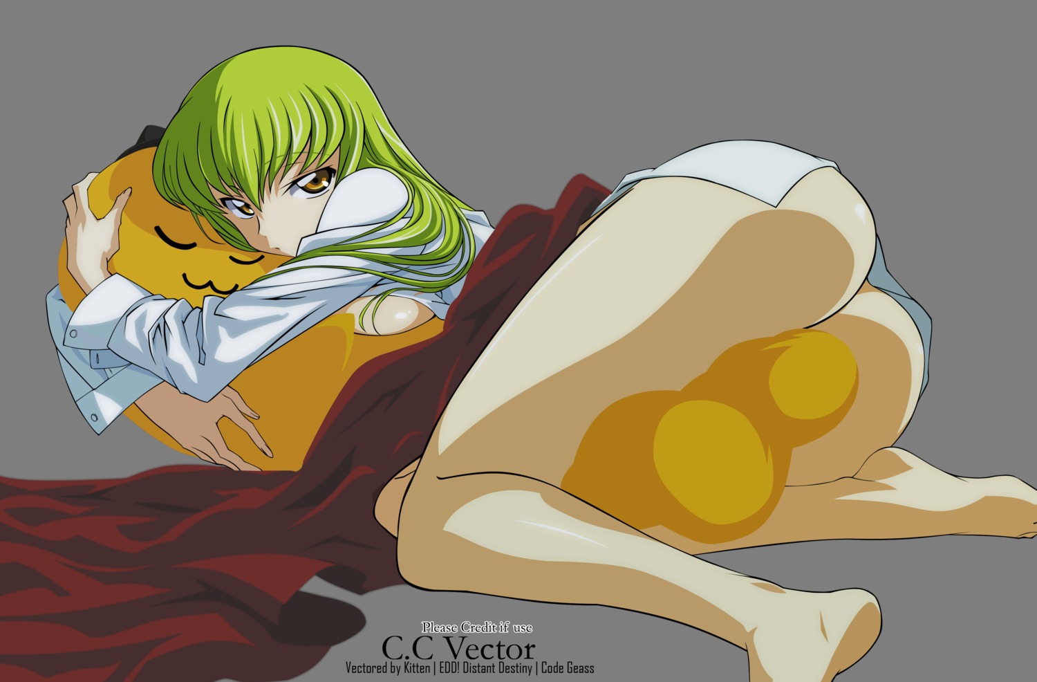 ass bottomless c.c. cheese-kun code_geass dress_shirt no_bra open_shirt tabata_hisayuki transparent_png vector_trace watermark