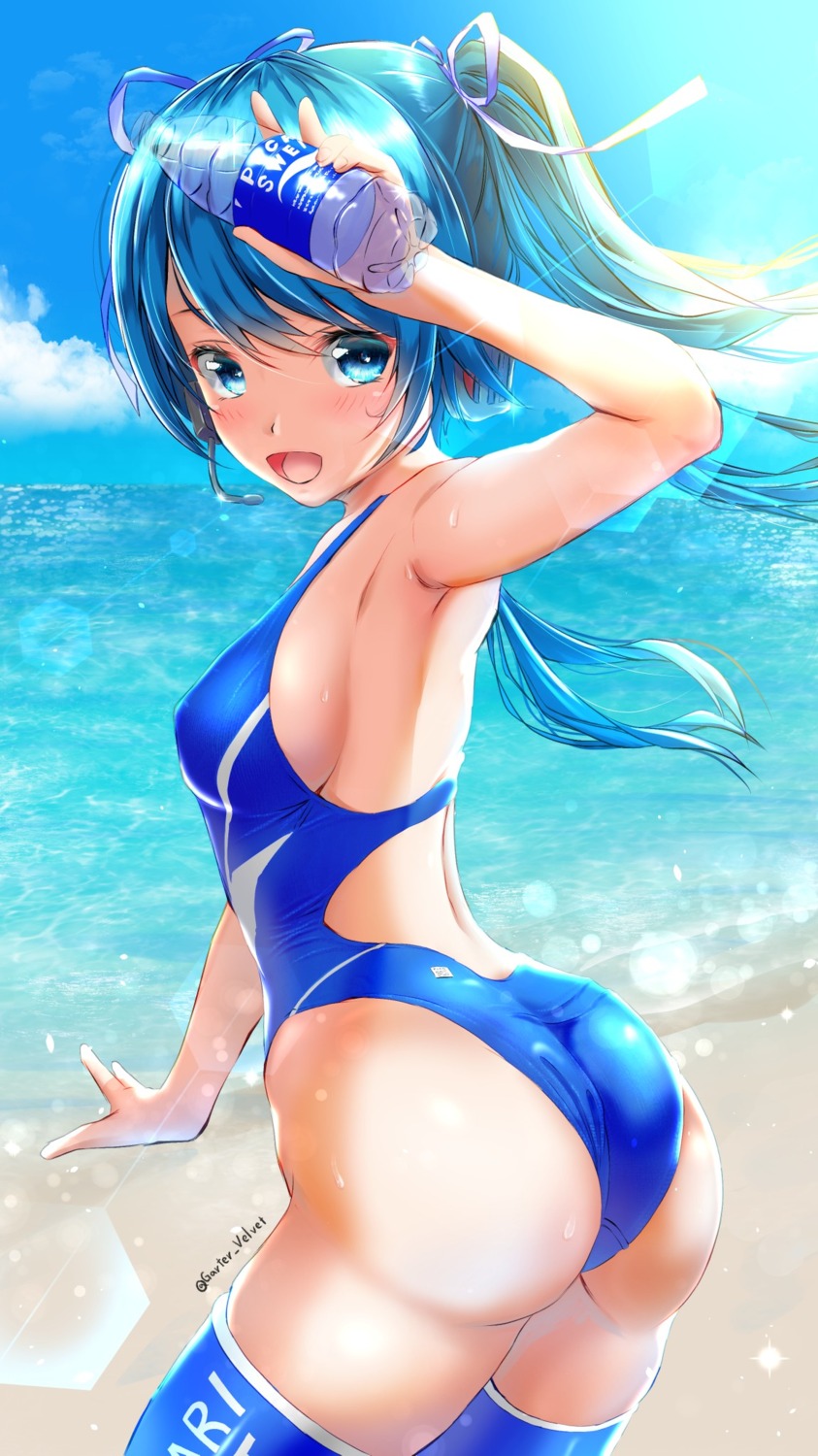 ass garter-velvet hatsune_miku swimsuits thighhighs vocaloid