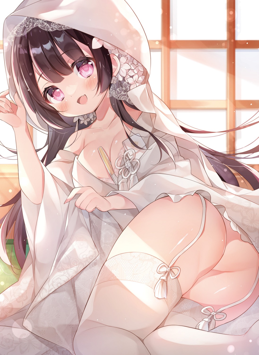 ass dress garter_belt gau_(n00_shi) nopan thighhighs wedding_dress