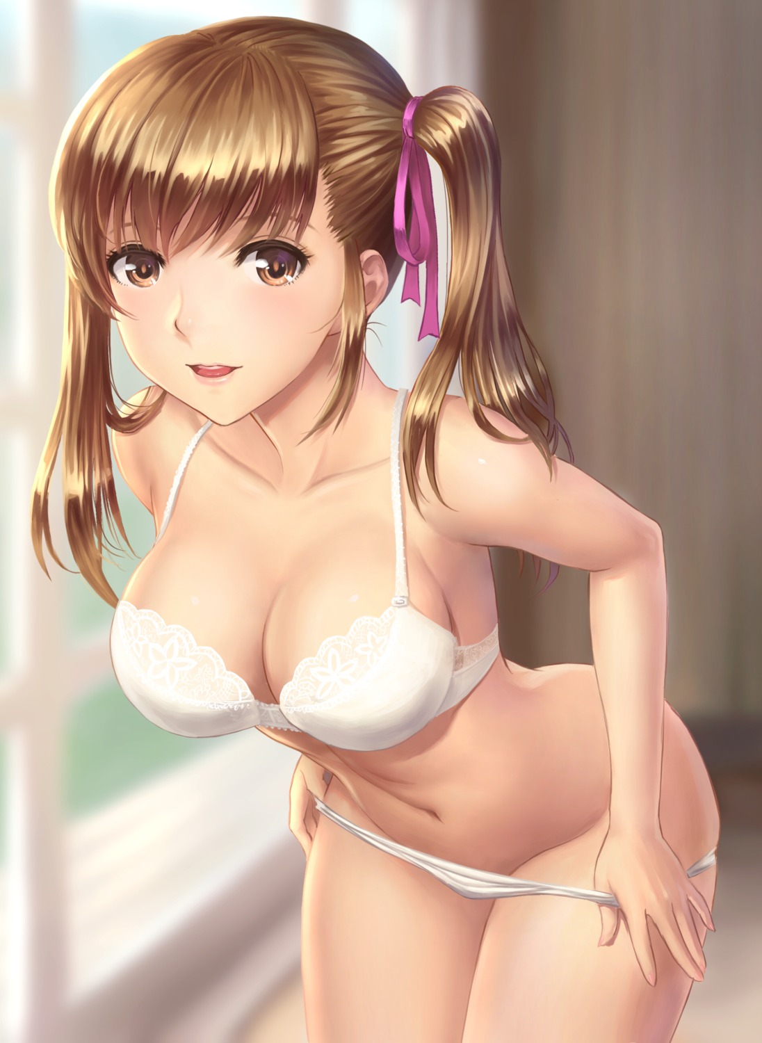 bra cleavage pantsu panty_pull undressing youbou