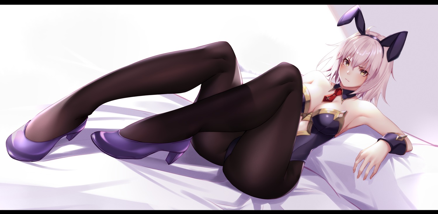 animal_ears bunny_ears bunny_girl cleavage fate/grand_order heels jeanne_d'arc jeanne_d'arc_(alter)_(fate) kuen_(kuennn12) pantyhose