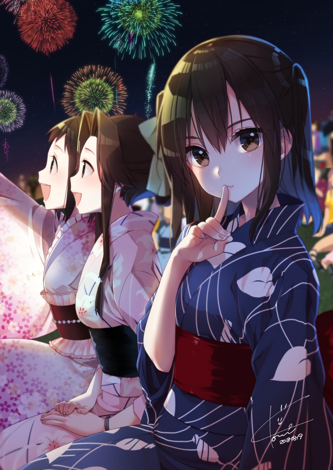 jintsuu_(kancolle) kantai_collection koruri naka_(kancolle) sendai_(kancolle) yukata