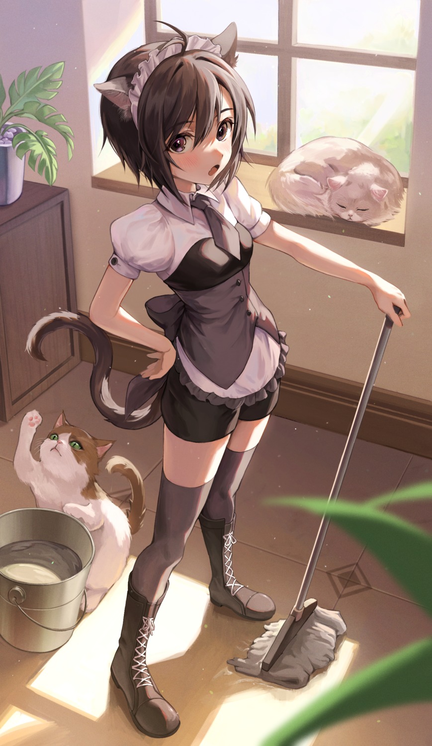 animal_ears hd_(sw4189101) kikuchi_makoto maid neko nekomimi tail the_idolm@ster thighhighs