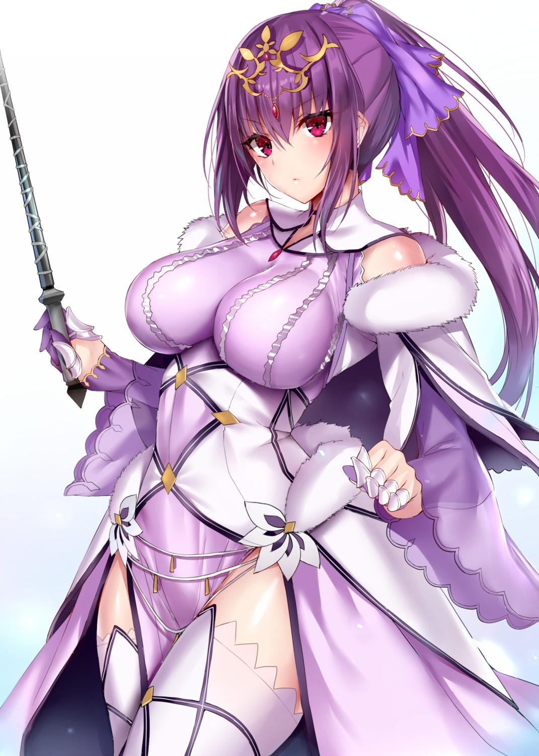 blue_gk dress fate/grand_order scathach_skadi thighhighs weapon