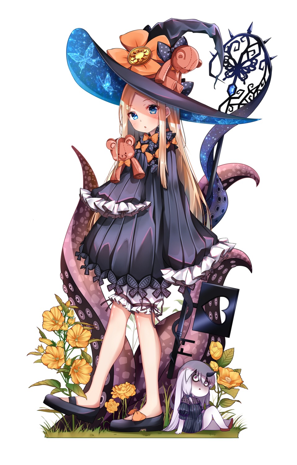 abigail_williams_(fate) bloomers chibi dress fate/grand_order horns lavinia_whateley_(fate/grand_order) lokyin_house skirt_lift tentacles witch