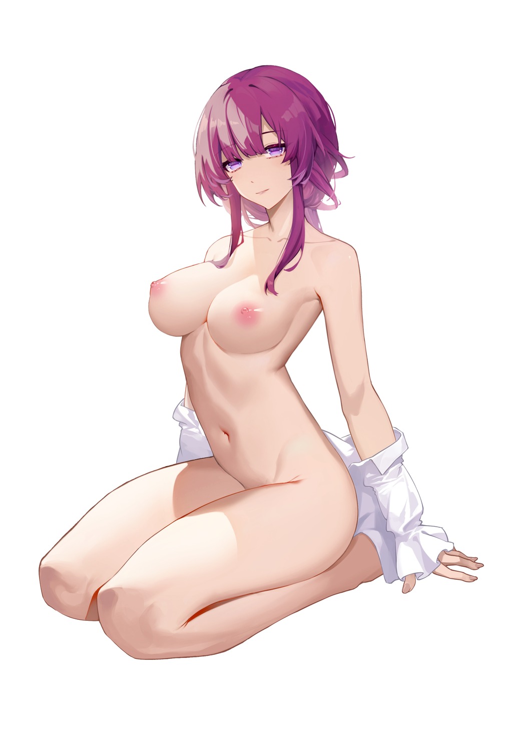 bottomless breasts heiyizhushenxia honkai:_star_rail kafka_(honkai:_star_rail) nipples no_bra open_shirt