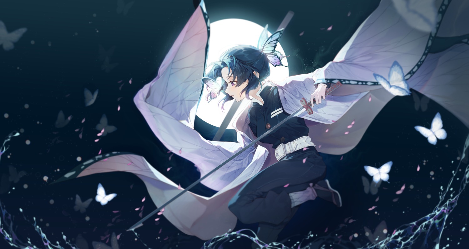 00suger001 japanese_clothes kimetsu_no_yaiba kochou_shinobu sword uniform