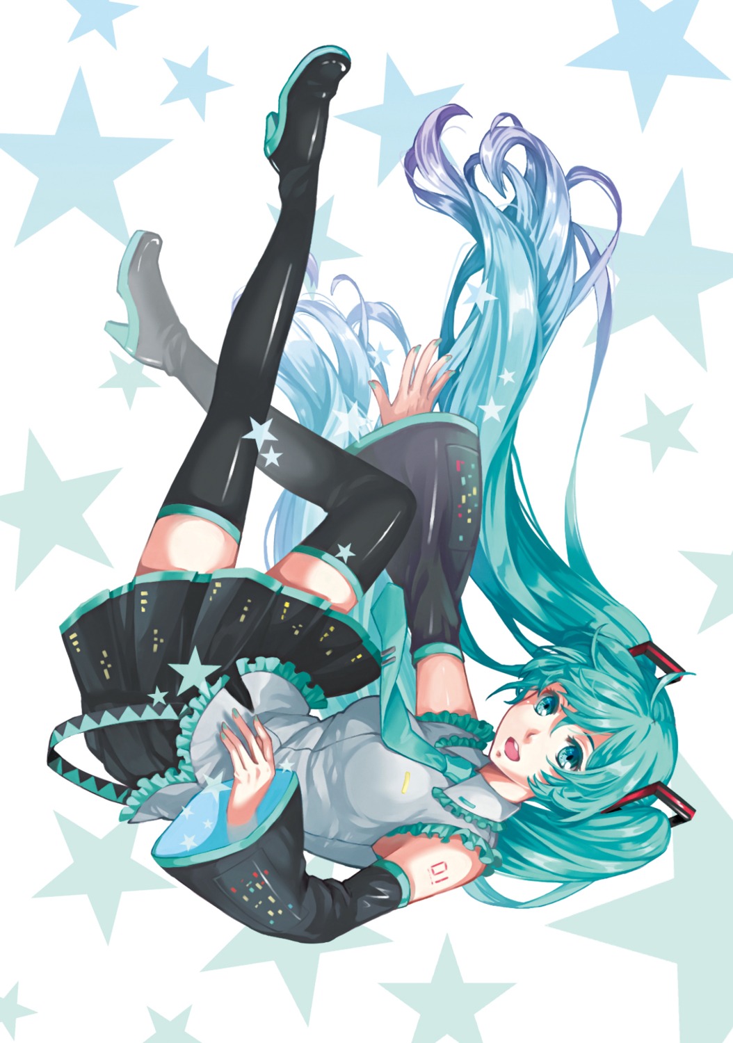 hatsune_miku heels kellywu tattoo thighhighs vocaloid