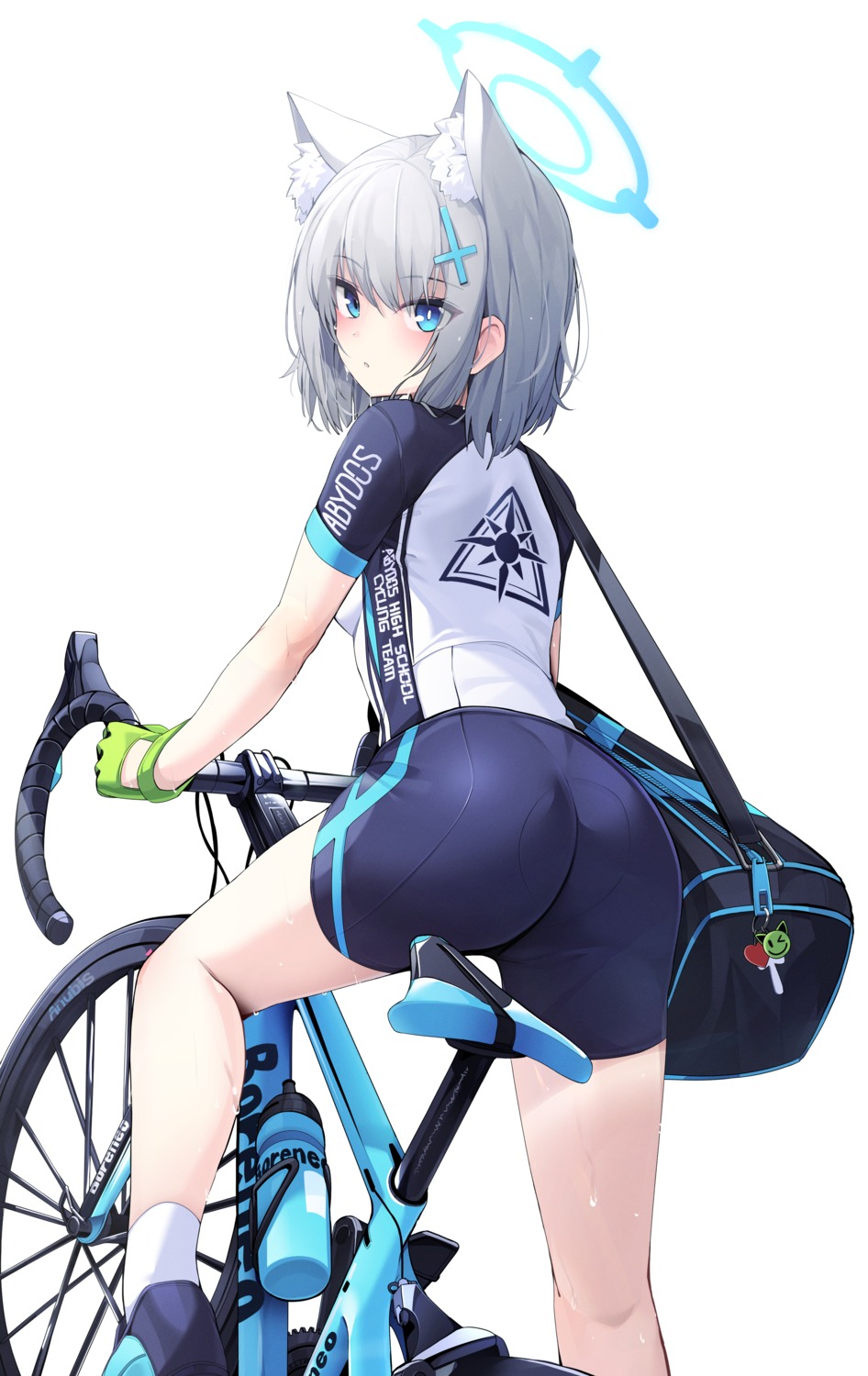 animal_ears ass bike_shorts blue_archive ddangbi halo nekomimi sunaookami_shiroko