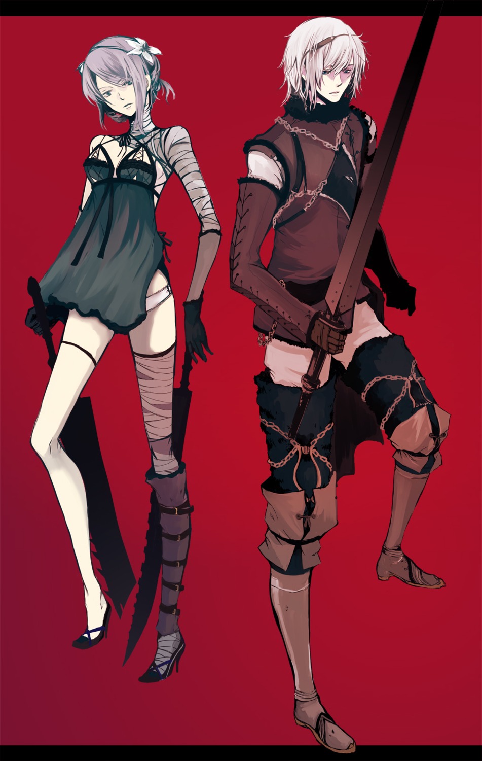 bandages dori kaine_(nier) nier nier_(character) nier_replicant sword