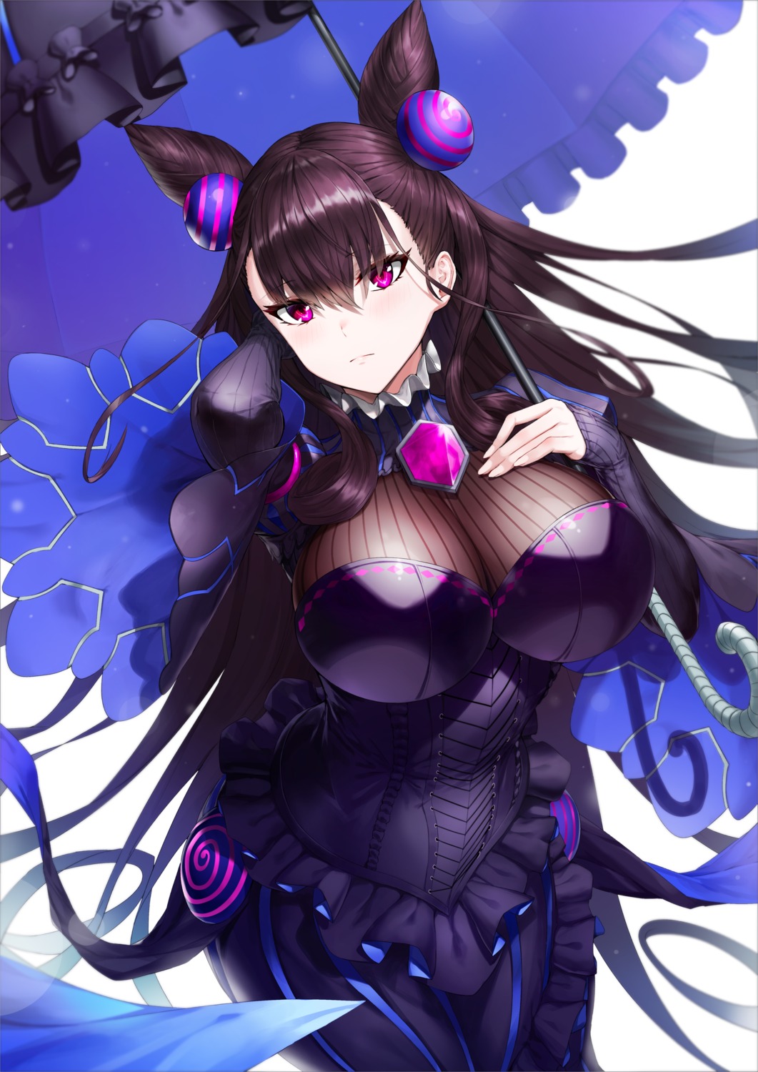 dress fate/grand_order greem_bang murasaki_shikibu_(fate) see_through umbrella