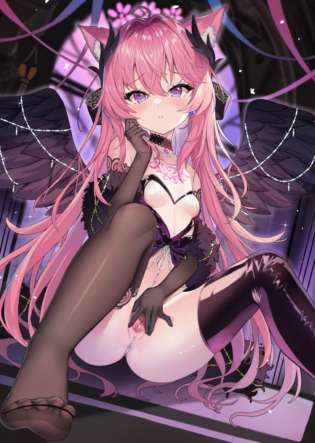 animal_ears anus feet indie_virtual_youtuber loli nekomimi no_bra nopan pu_ht pussy sakurada_hane tattoo thighhighs uncensored wings