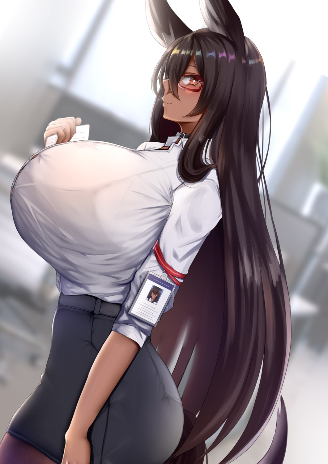 animal_ears chomikuplus dress_shirt megane no_bra see_through tail